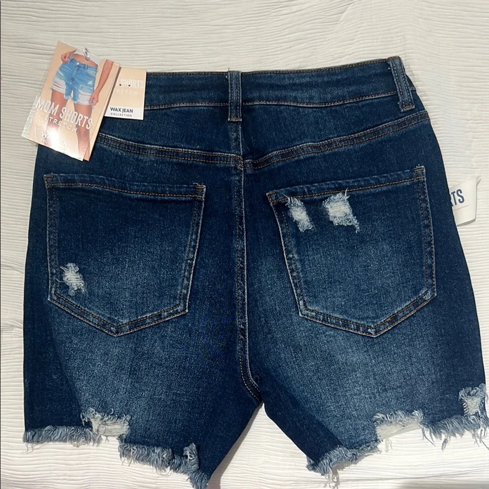 Wax Jean Women's Distressed Denim Shorts - Blue - Picture 2 of 2